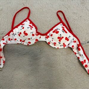 SHEIN Red and White Cherry Bikini Top